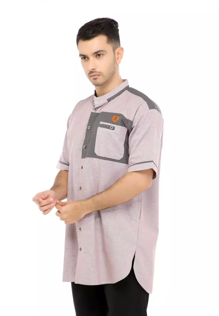 Baju Koko Gamis Muslim Pria Fawwaz - Pink