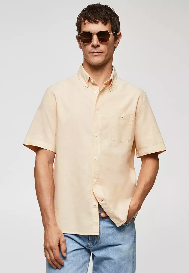 Solid Oxford Short-Sleeve Shirt