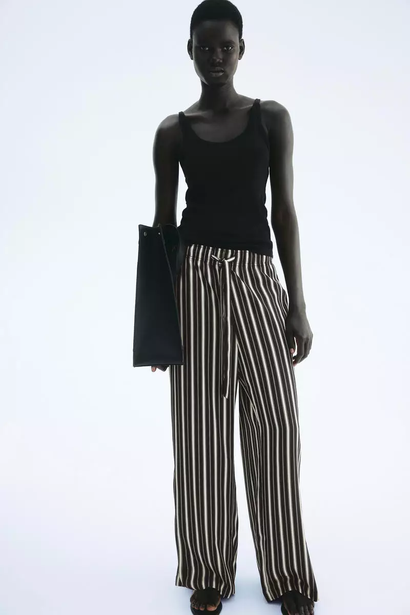 Drawstring twill trousers