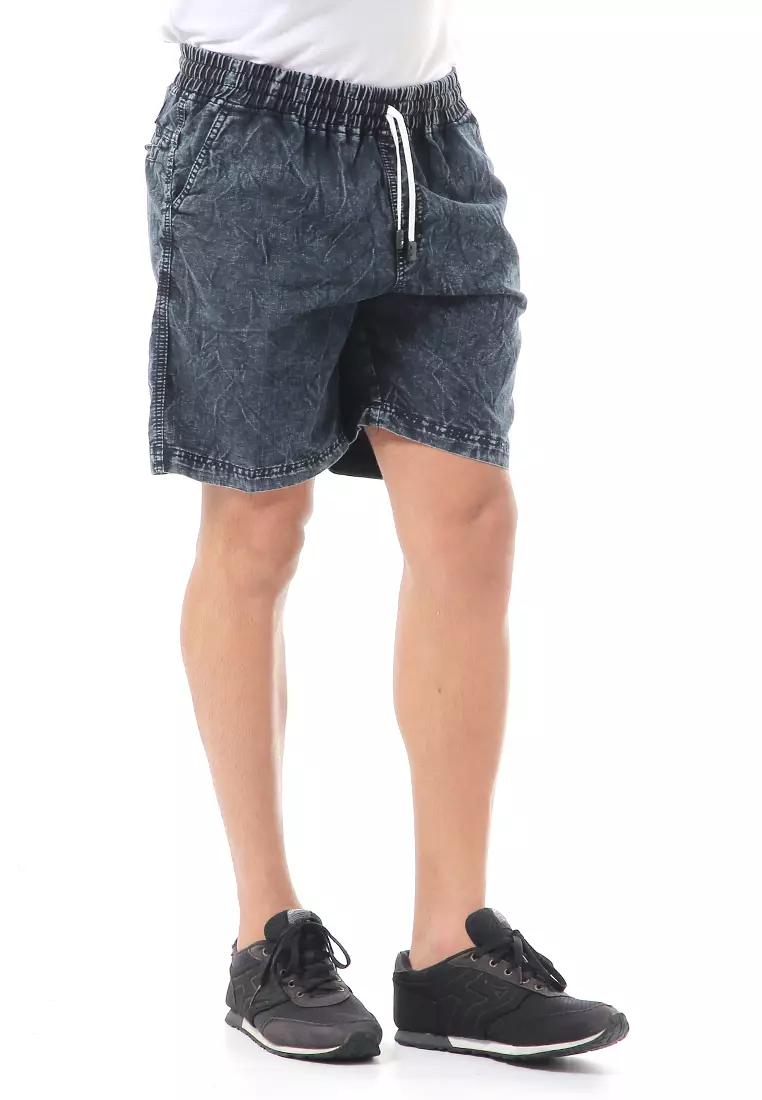 Grissham Celana Jeans Pendek Pria Short Pants Casual Material Denim ORIGINAL - Black Washed