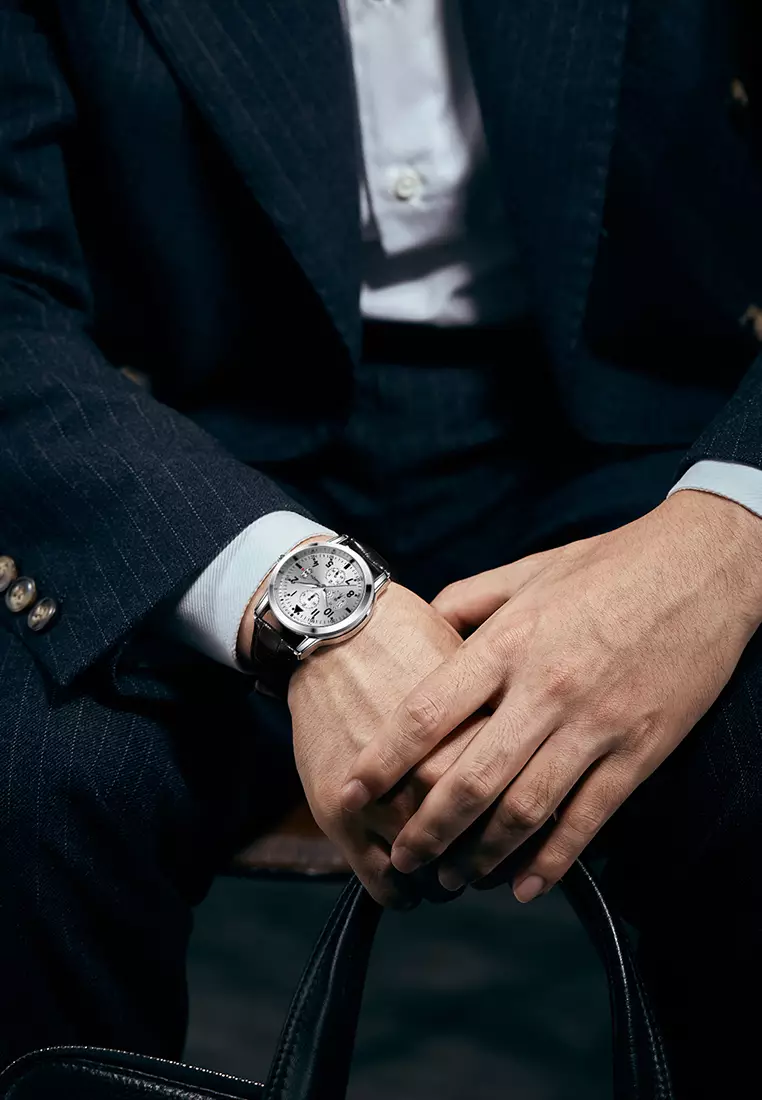 Jam Tangan Pria 7004 Original Anti Air Kuarsa Tali Kulit Jam Tangan Cowok black white