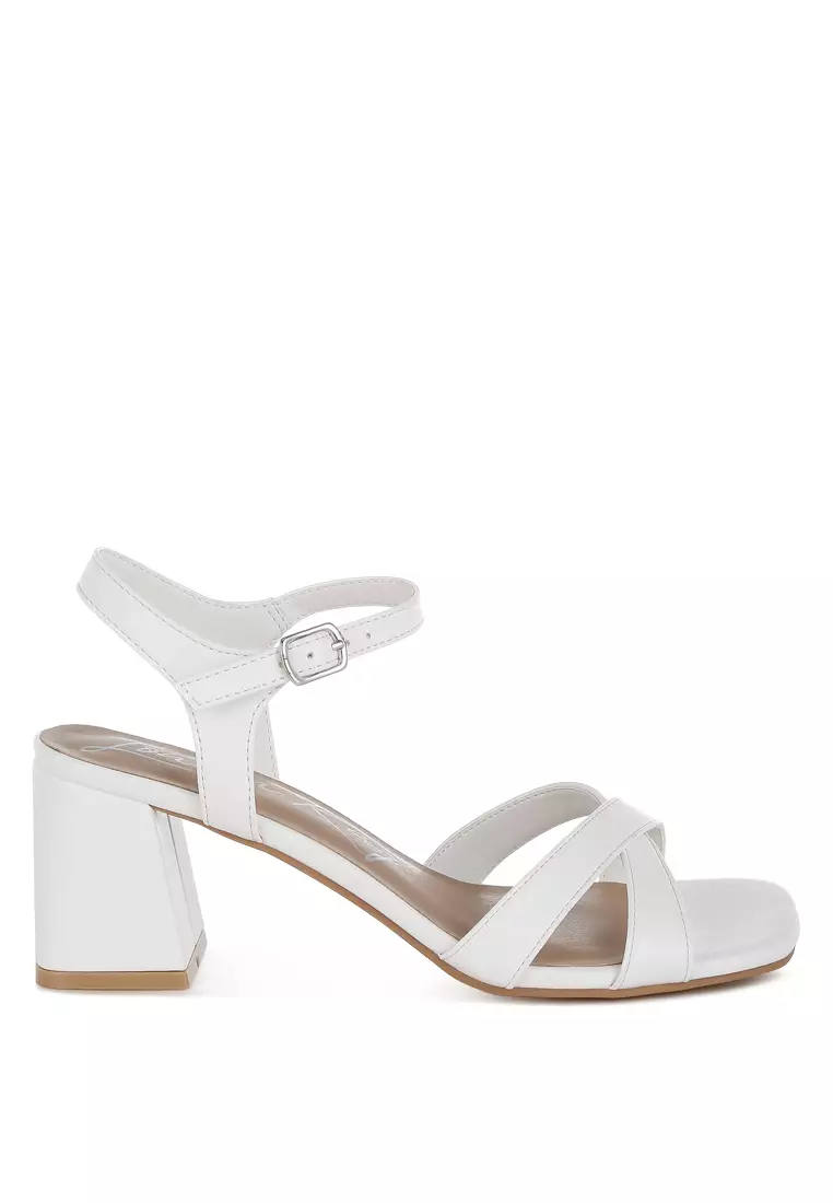 Discount on London Rag  shoes - SKU: Square Toe Block Heel Sandals in White