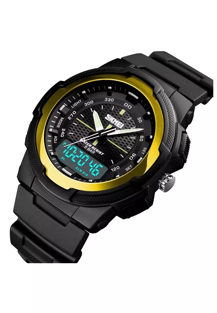 Jam Tangan Kasual Analog Digital Pria Waterproof Strap Tali Material PU PP02 ORIGINAL