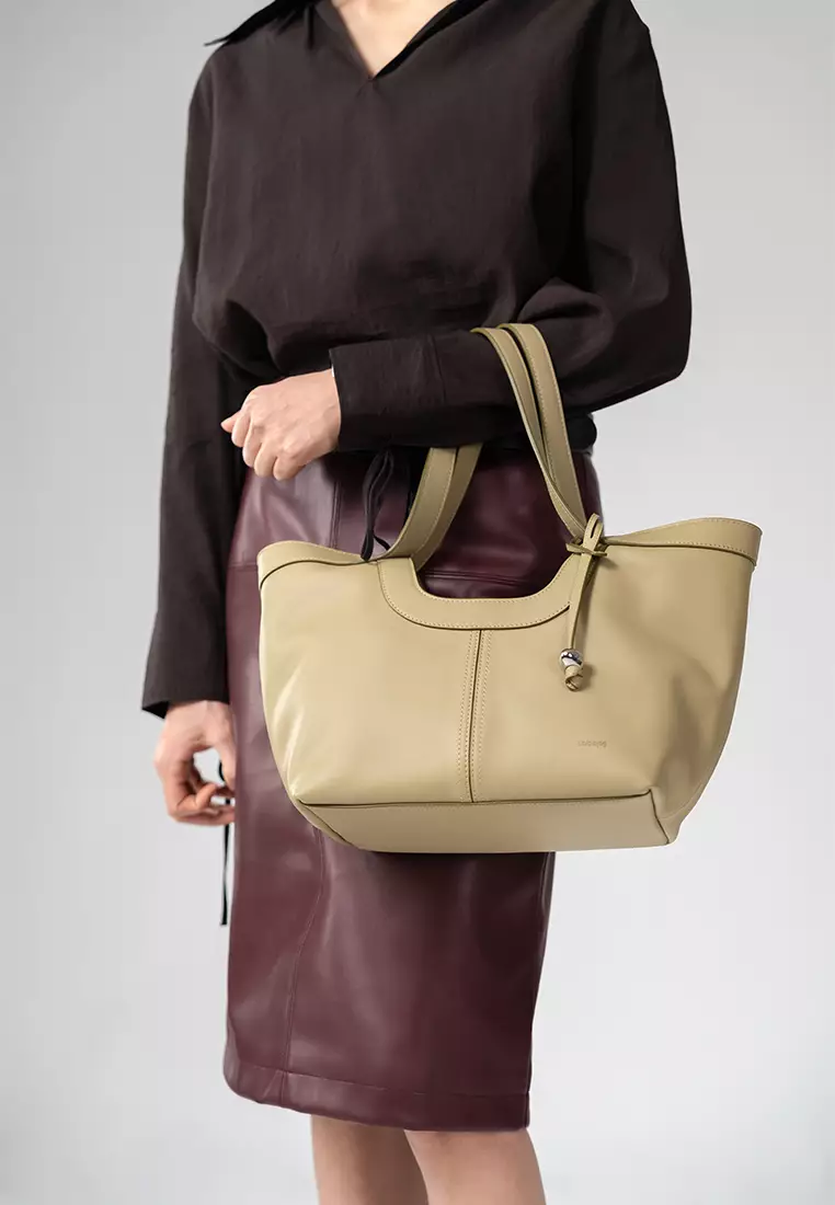 Scoop Top Basket Tote Bag - Light Toffee