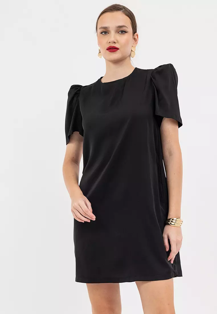 filipiniana dress black Black Mestiza Satin Gown w/ 3D Lace – CMC Boutique LV main image 0