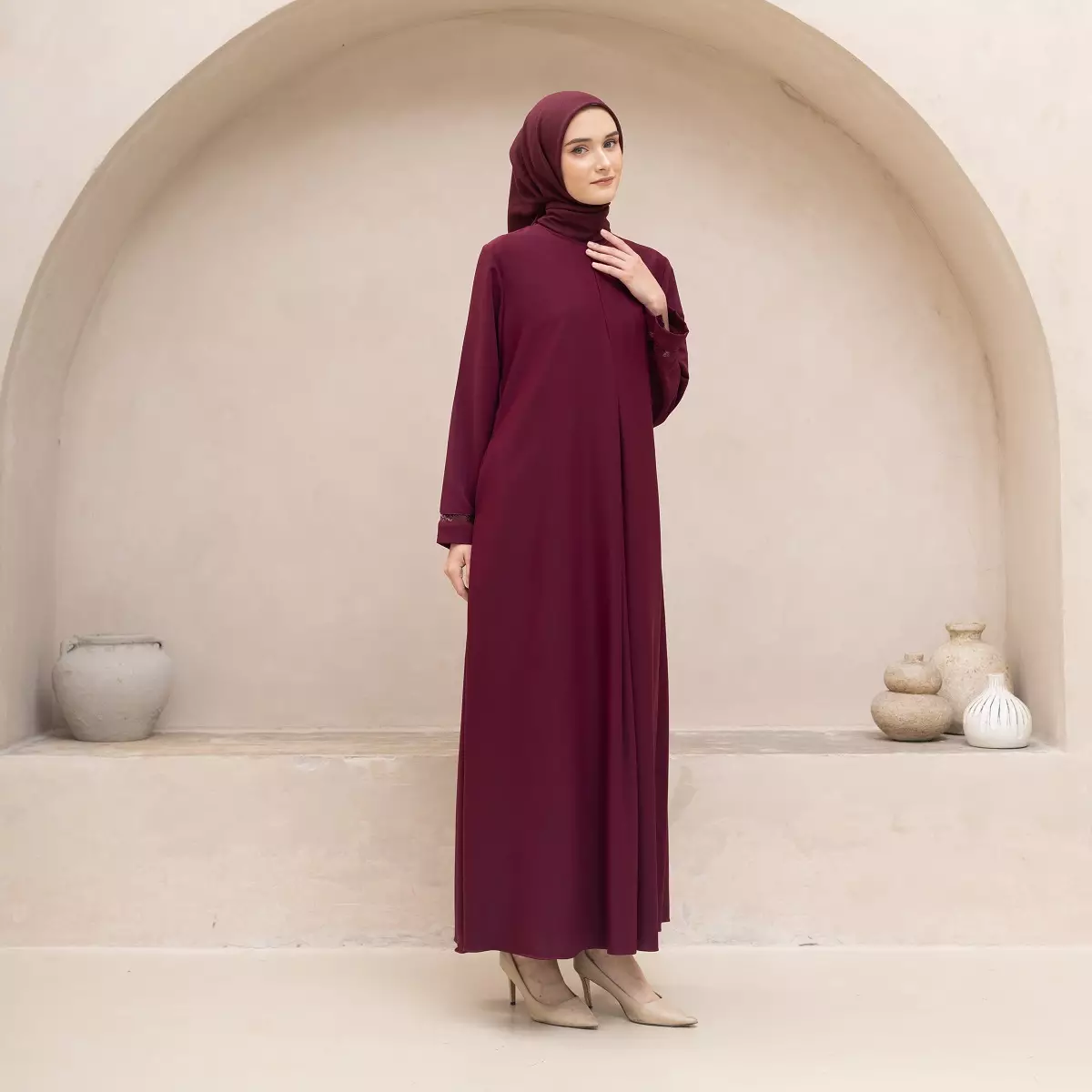 EPC Abaya Samira - Burgundy - Moonlit Elegance Series