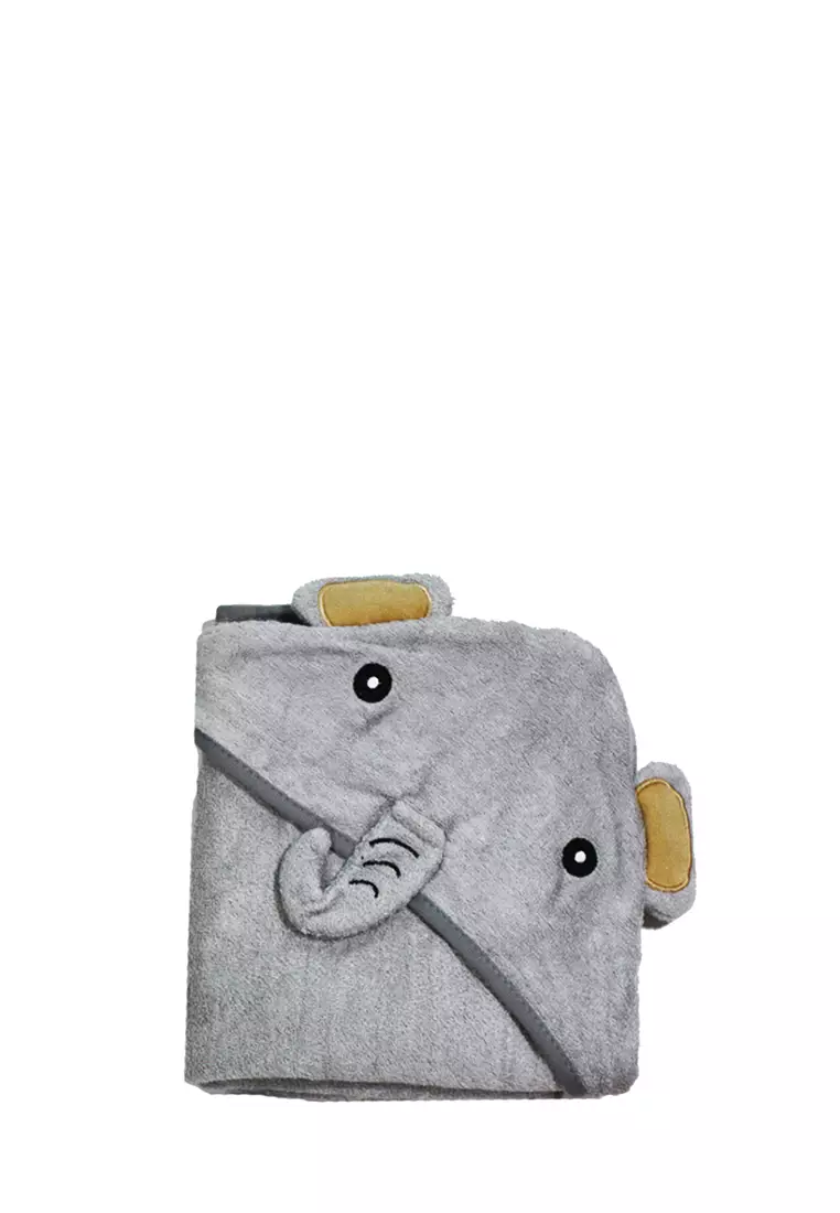 Freckles Hooded Towel Elephant - Grey - Handuk mandi anak dengan topi
