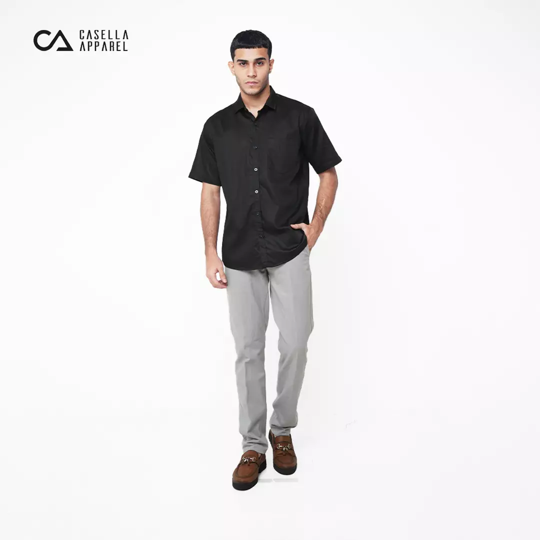 Casella Kemeja Pria Lengan Panjang Polos | Kemeja Premium Gallant 2334 Black