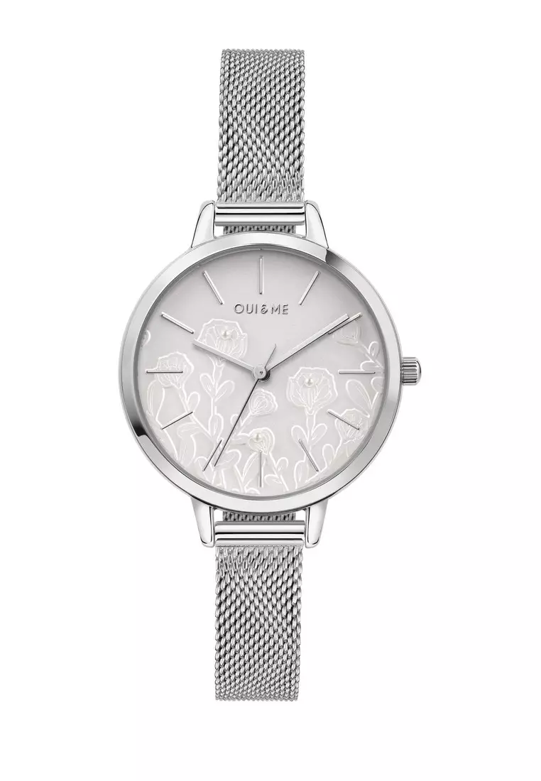 [Sustainable Watch] Oui & Me Petite Fleurette 32mm Silver Stainless Steel Women's Quartz Watch ME010127