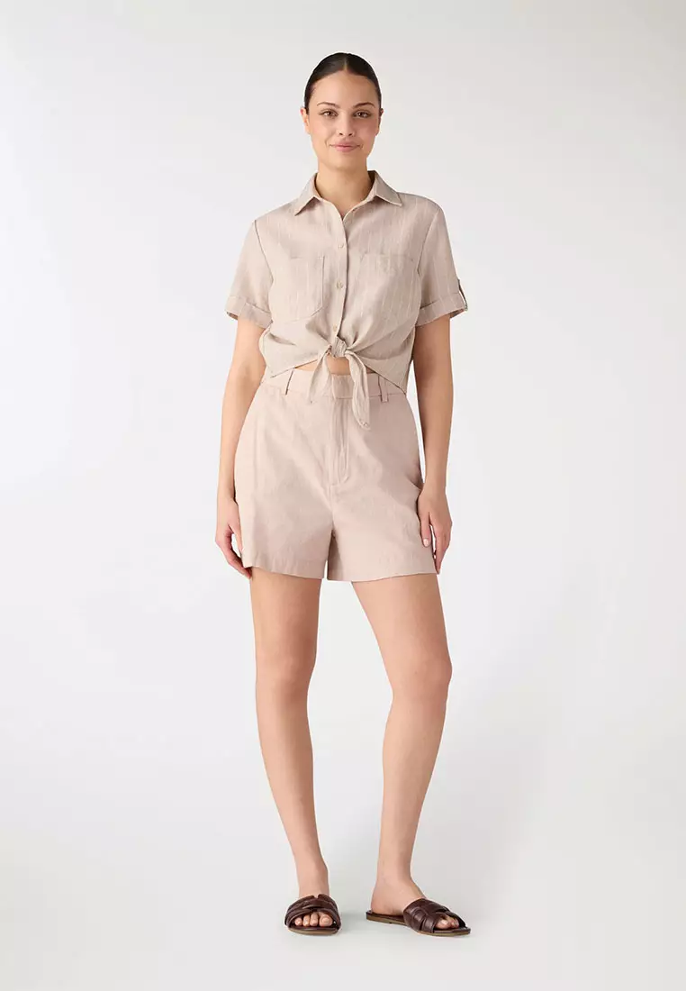 Women's Plain Linen-Effect Shorts