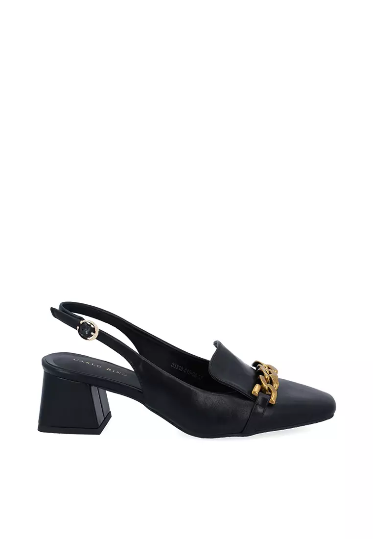 Discount on Carlo Rino  shoes - SKU: Black CR Vena Chain Slingback Heels