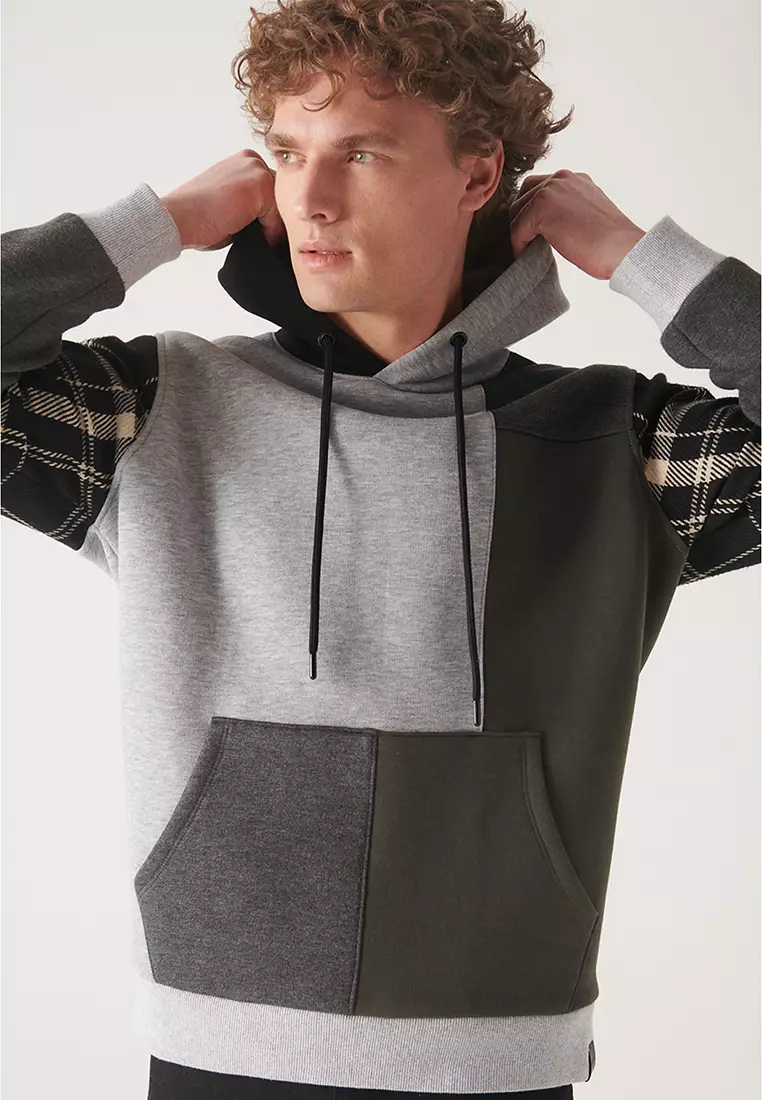 Assorted Panel Hooded Sweatshirt