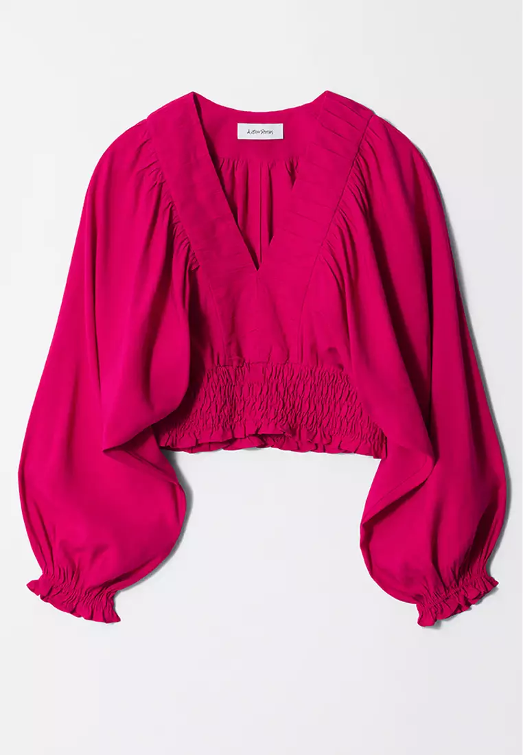 Smocked Puff-Sleeve Blouse