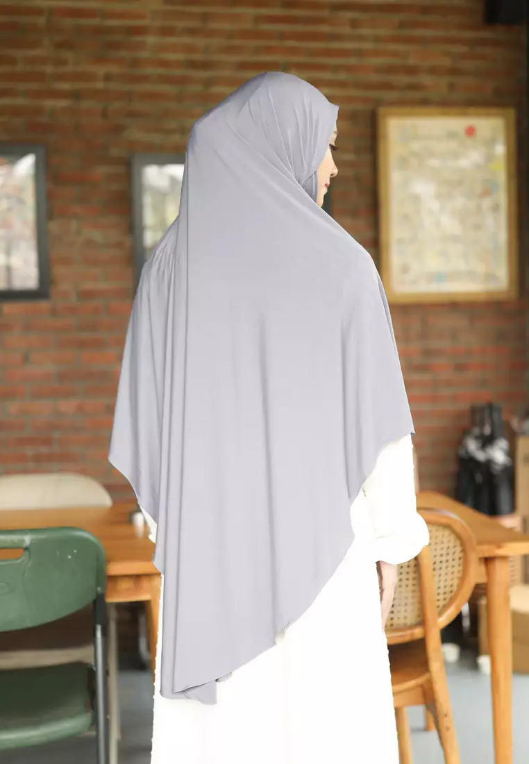 Cotton Bee - Lanna Bergo Malay | Hijab Instan Syari | Kerudung - Grey