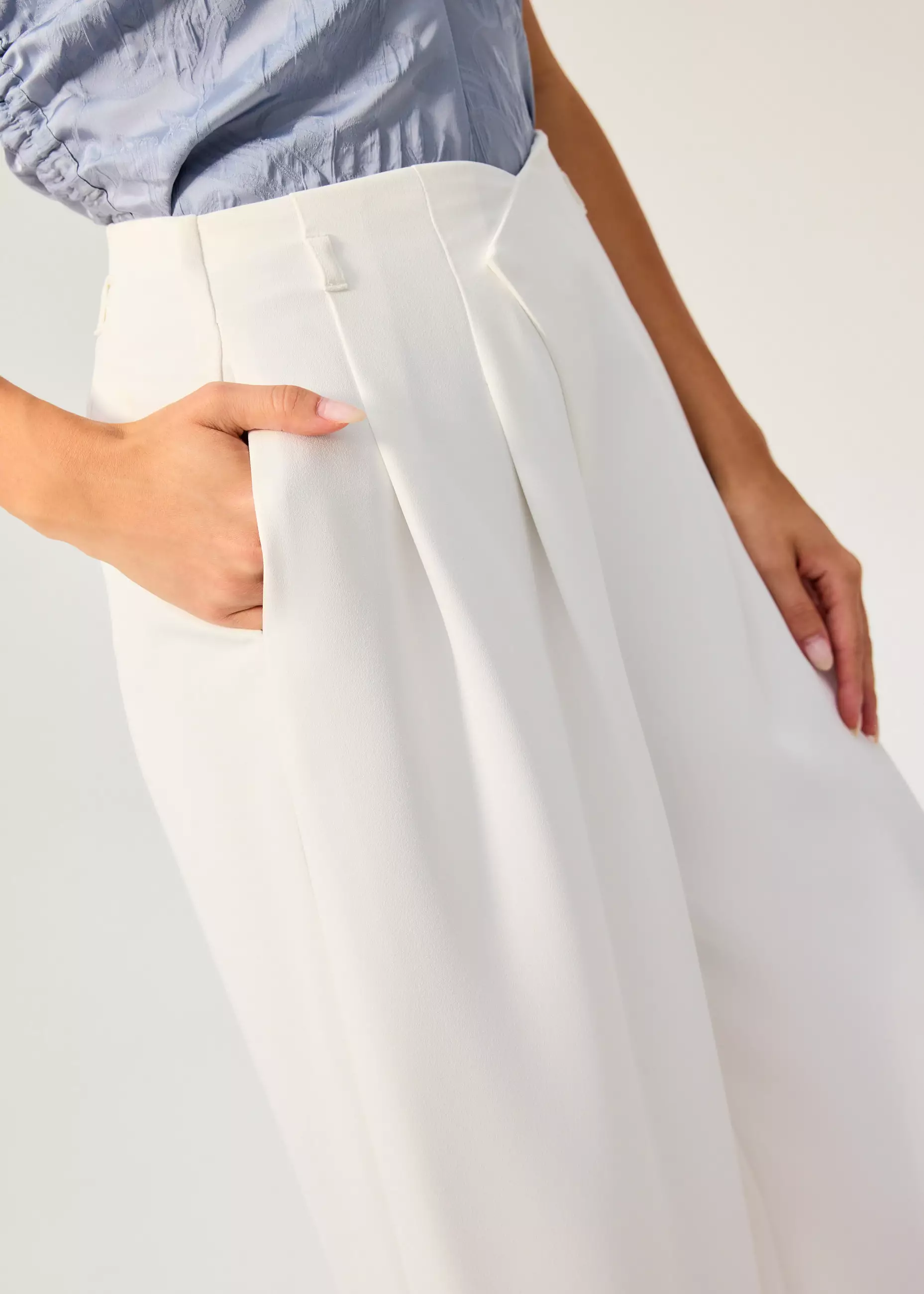 Celana Panjang Wanita - Leggy™ Nadine Crepe Asymmetric Waistband Straight Leg Pants