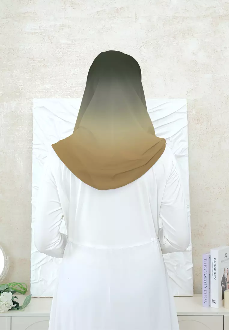 Daisy Shawl | Pashmina Ceruty | Hijab Instan Inner Gradasi - Forest Green