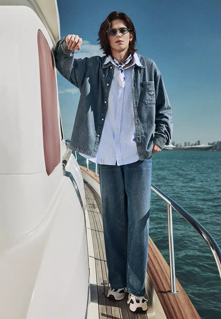 男裝 PALLADIUM LOGO 寬鬆長袖牛仔裇衫