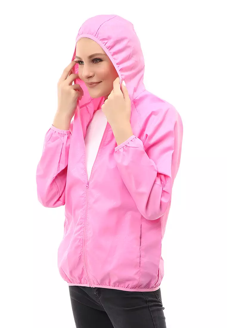 Hardwin Jaket Hoodie Wanita Pelindung UV Anti Air Material Polyester ORIGINAL - Light Pink