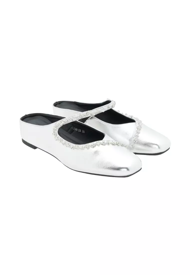Mia Flats Ladies Women Shoes (Silver)