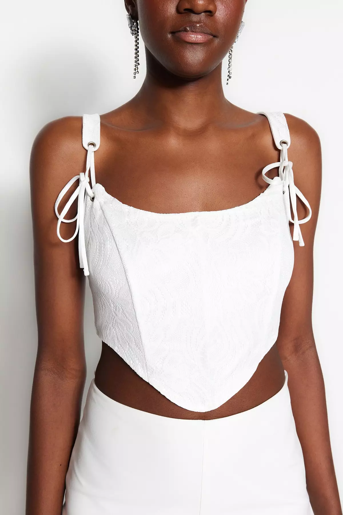 Lace and Tie Detailed Bustier