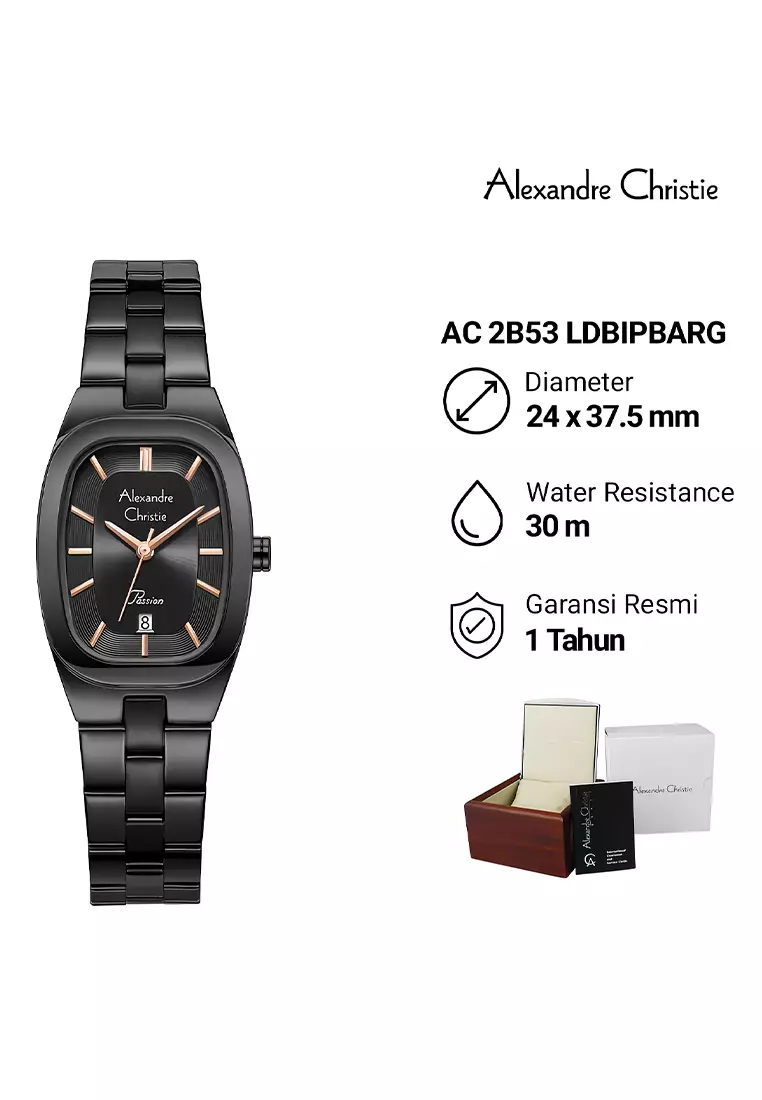 Alexandre Christie Passion - Jam Tangan Analog Wanita - Black Stainless Steel - 2B53LDBIPBARG