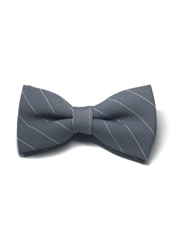 Splice Cufflinks grey Bars Series White Stripes Blueish Grey Cotton Pre-Tied Bow Tie SP744AC22UABSG_1