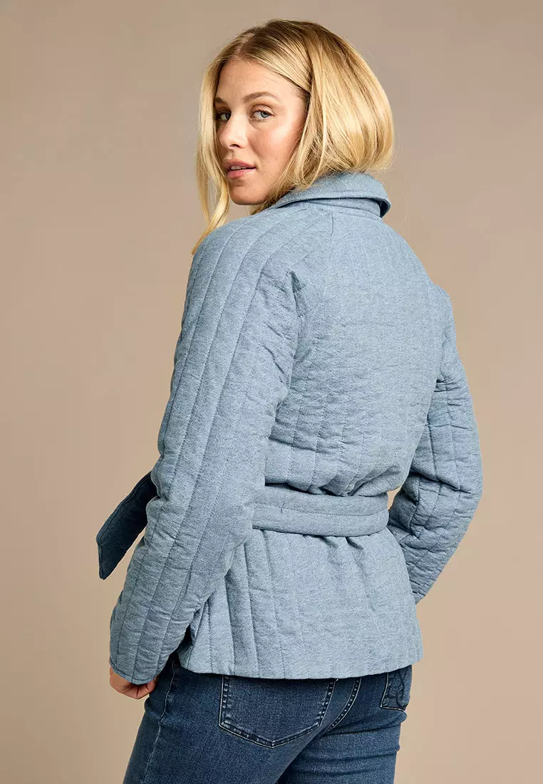 Demi Denim Quilted Tie Blazer