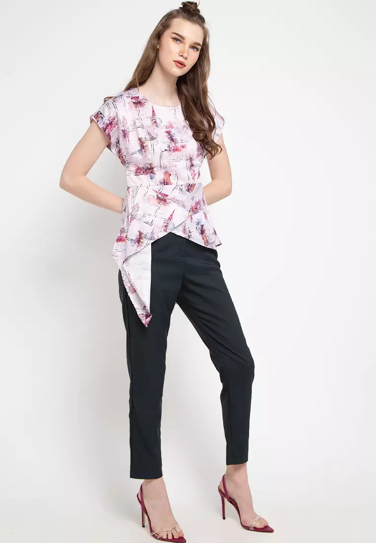 Luca Blouse In Pink Grey Print