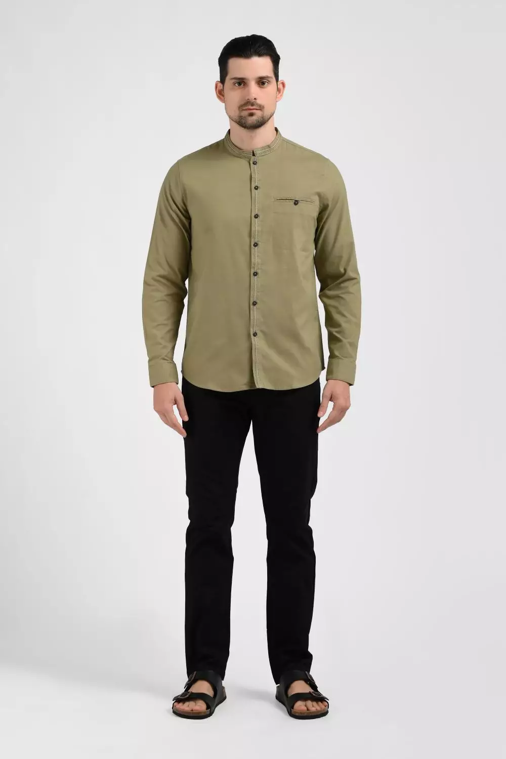 MOC Kemeja Shanghai Lengan Panjang Pria HADAR-OLIVE