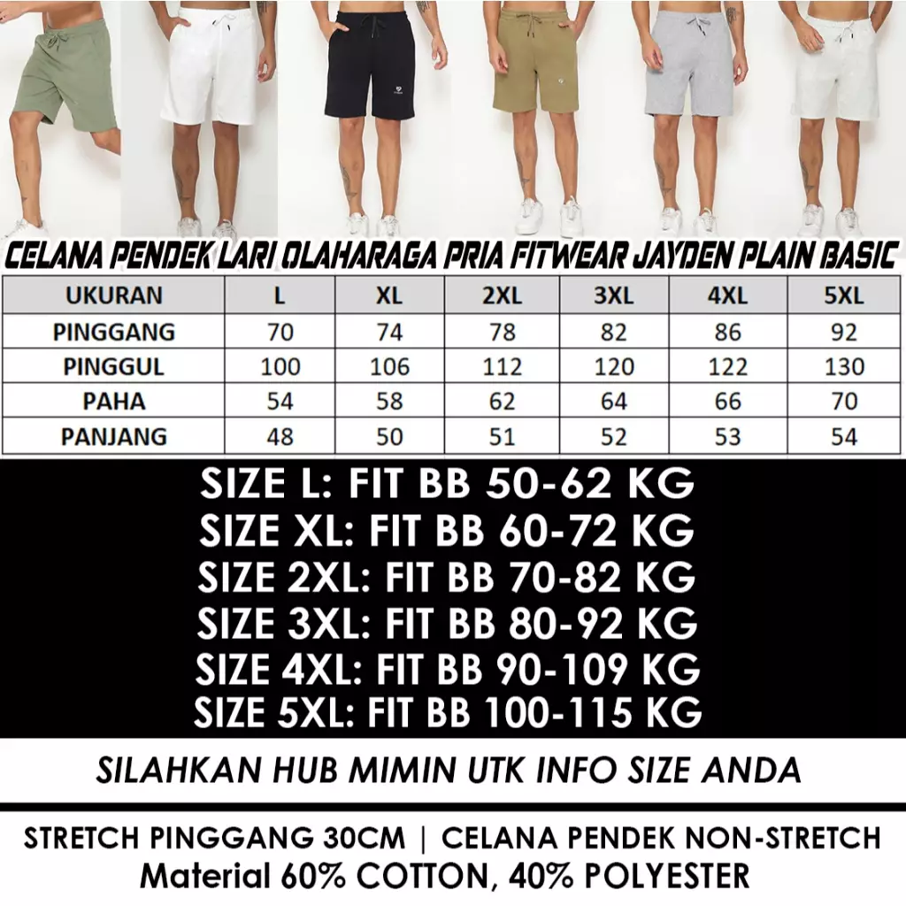 Fitwear - Celana Pendek Olahraga Pria JAYDEN BASIC SHORT - BLACK