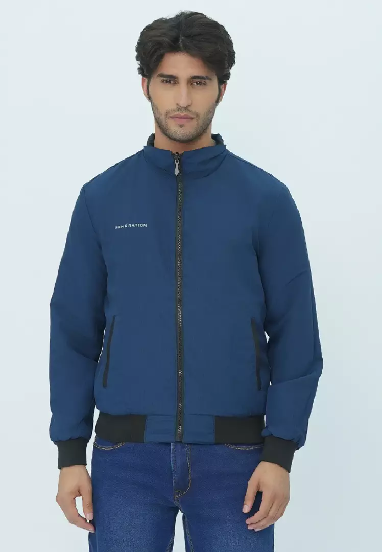 LGS - Jaket Parasut - 2 Side - Standing Collar - Biru Hitam - JJK.558.209.001.C