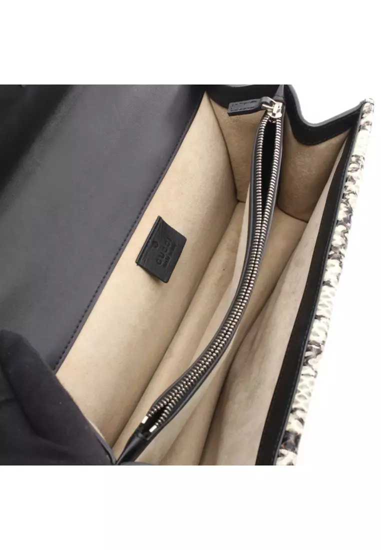 Pre-Loved Gucci Dionysus GG Supreme chain shoulder bag embroidery PVC Python Snake Skin beige multicolor