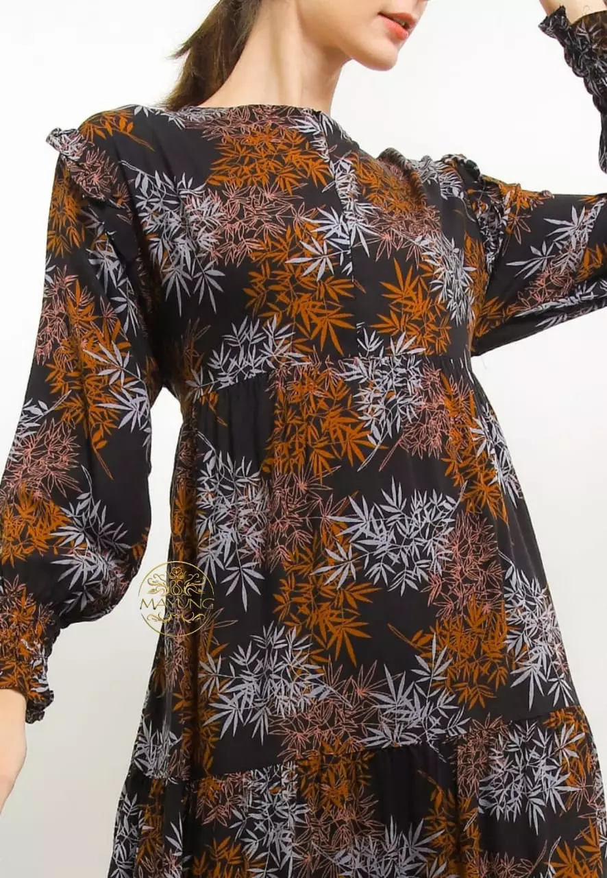 Dress Smok Susun V2 Coklat Tua | Gamis | Long Dress Modern Premium MYA