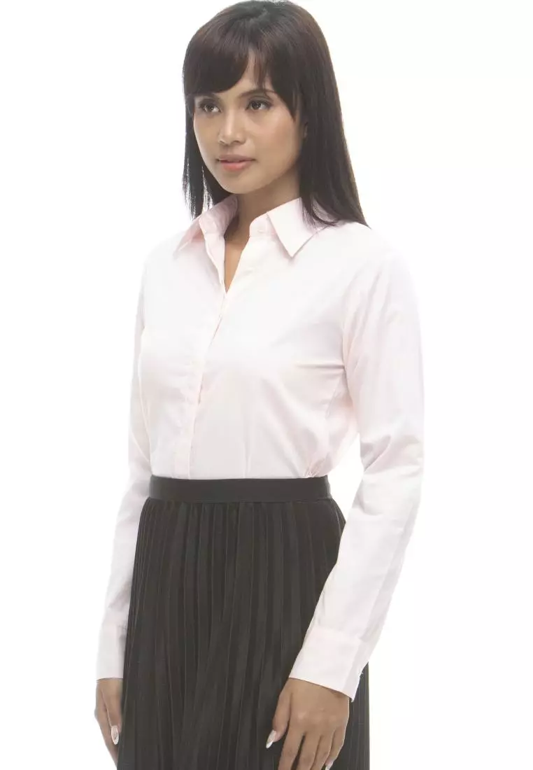 Delaney Pinstripe Long Sleeve Office Blouse