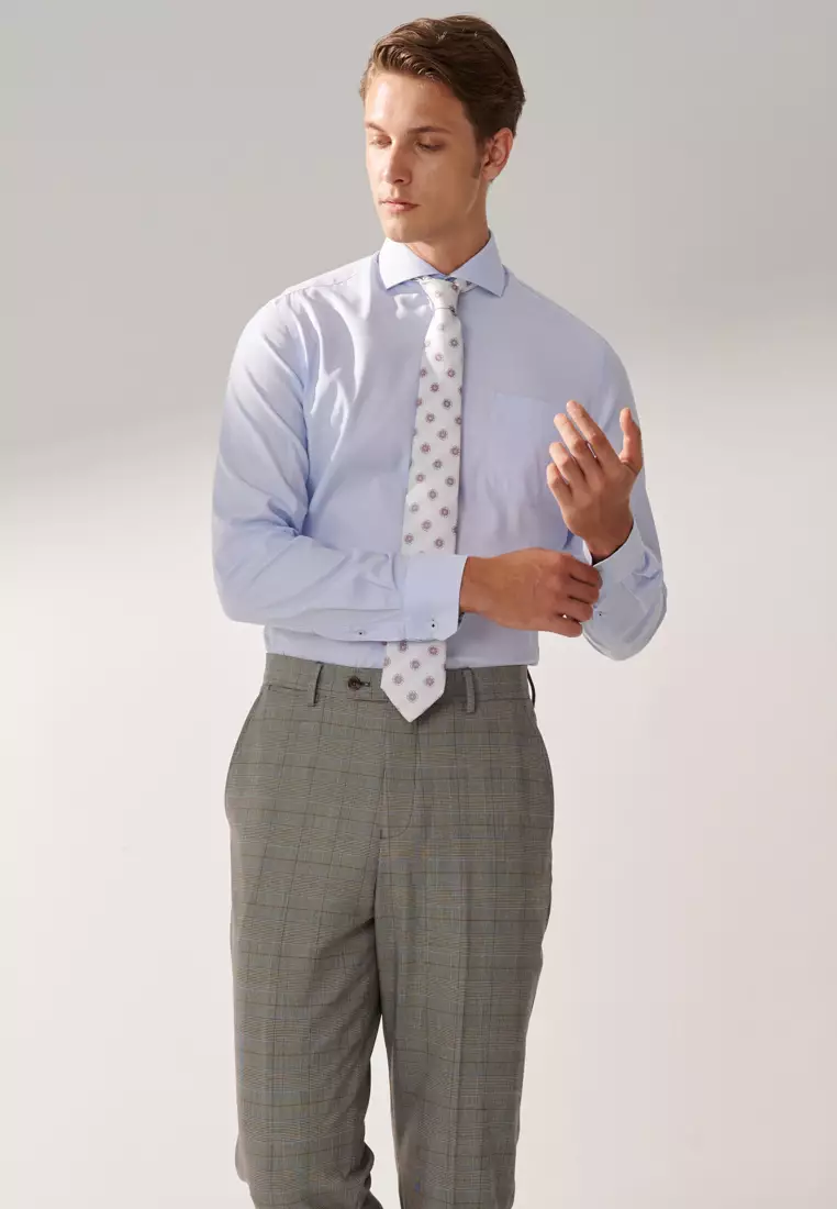 Light Blue Textured Slim Shirt