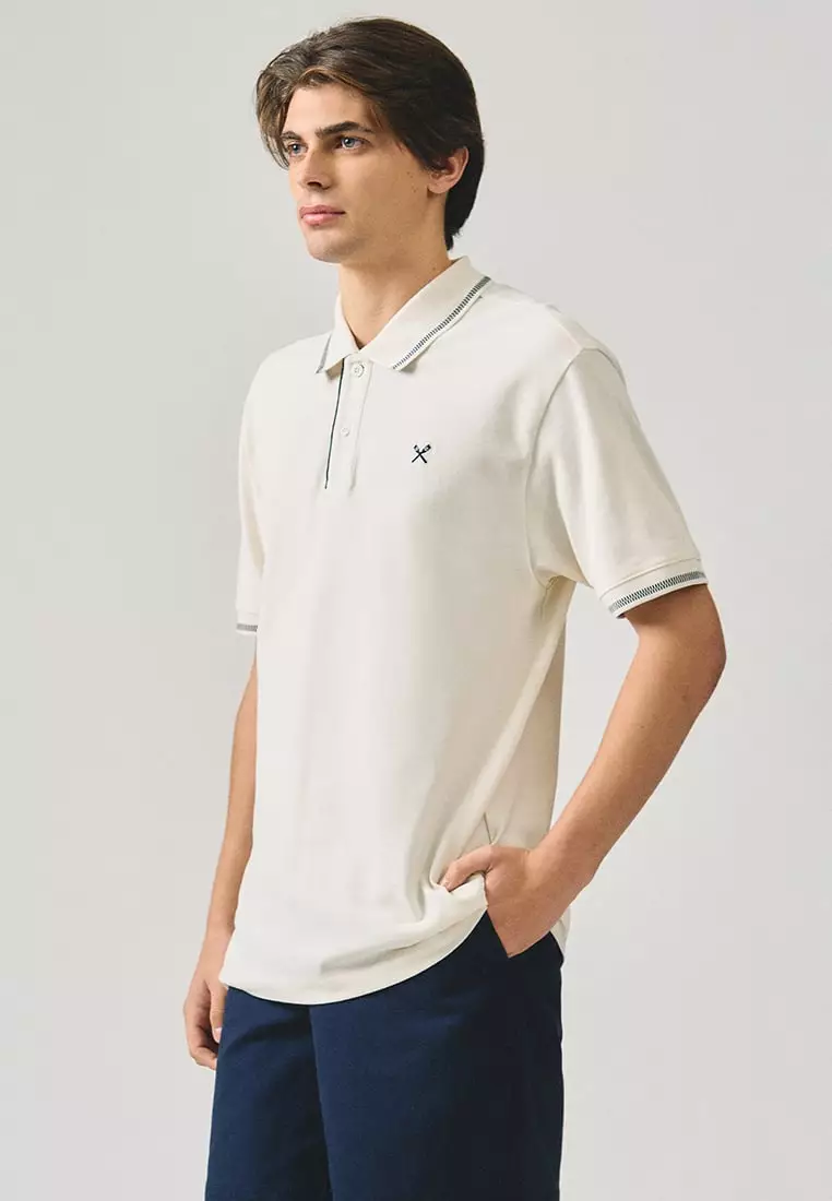 Regular Fit Polo Shirt With Contrast Chest Embroidery In Pique