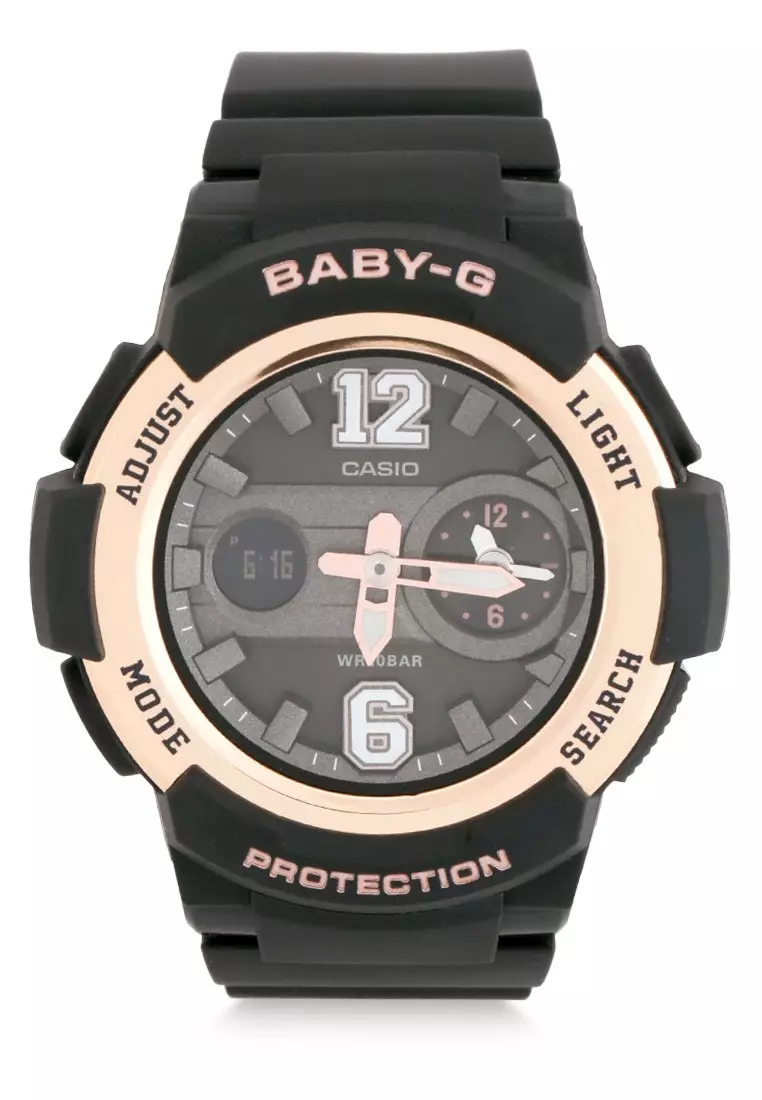 Baby g black top rose gold