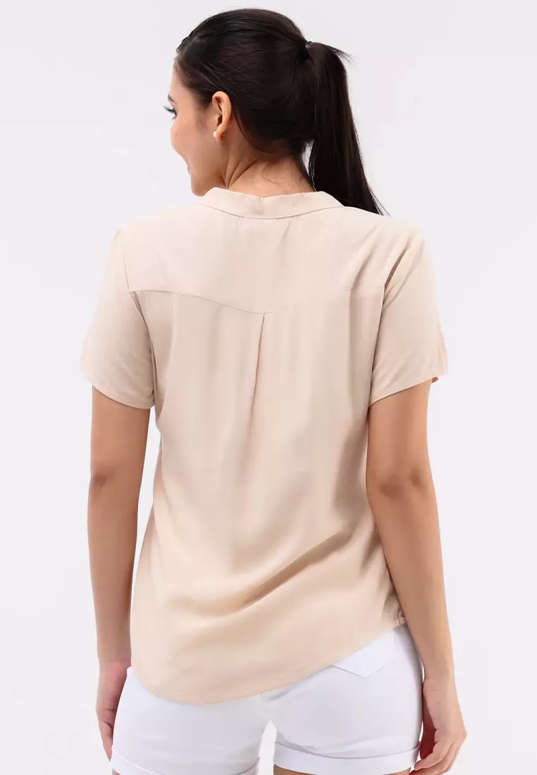 Short Sleeves Chinese Collar Blouse