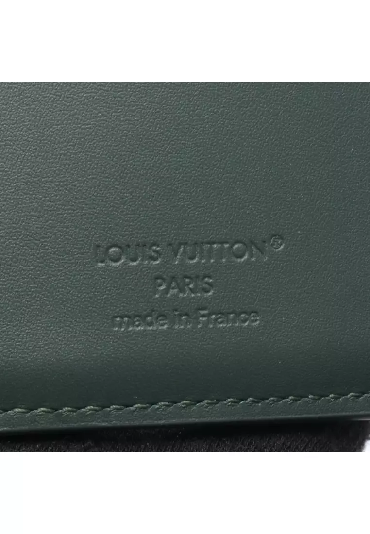 Pre-Loved Louis Vuitton Victor Wallet LV Aerogram Forest Green trifold wallet leather Dark green