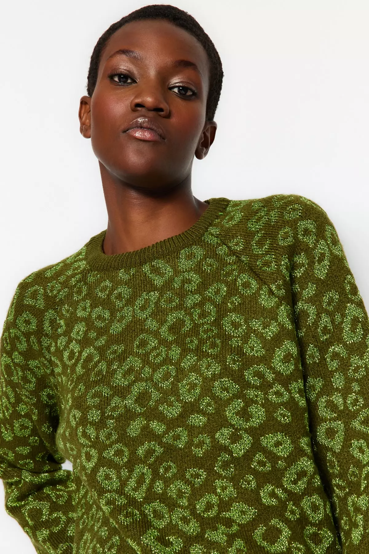 Green deals leopard jumper