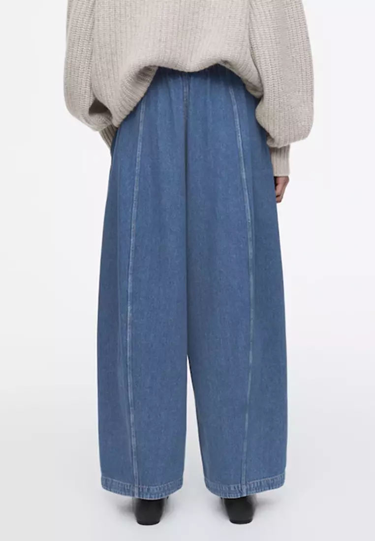 Buy COS Relaxed Barrel-Leg Denim Drawstring Trousers Online | ZALORA ...