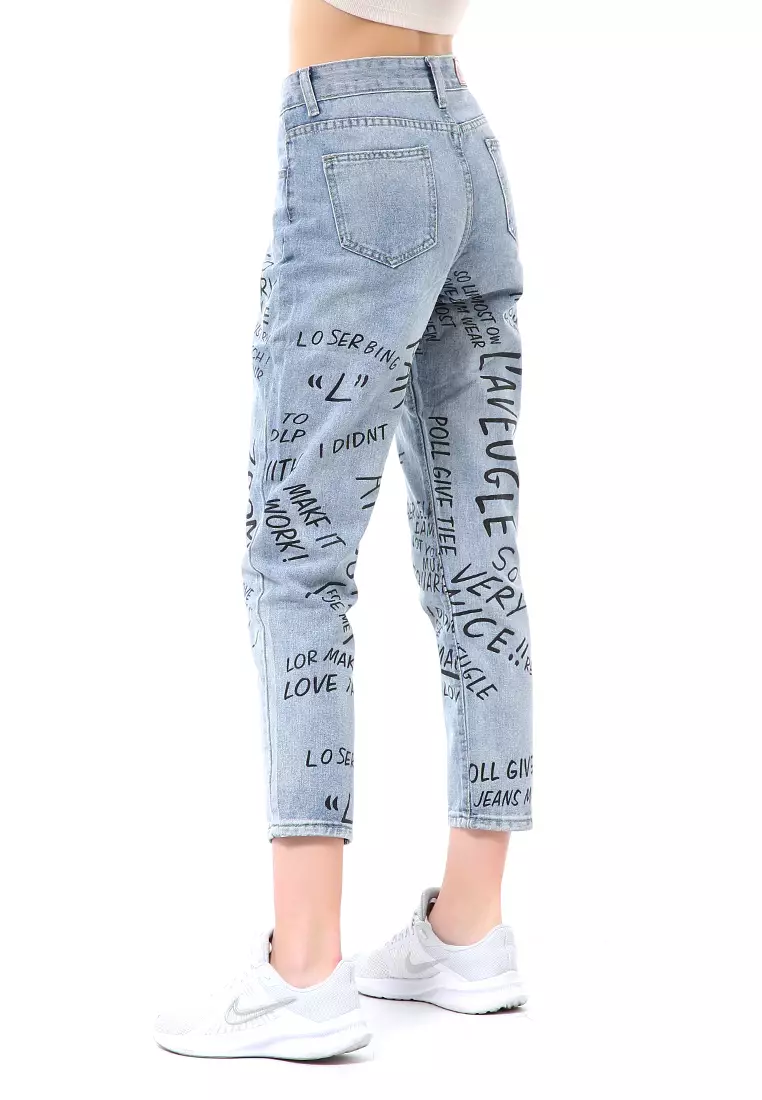 Stella Celana Panjang Boyfrend Jeans Wanita Motif Stylish Material Denim ORIGINAL - Light Blue