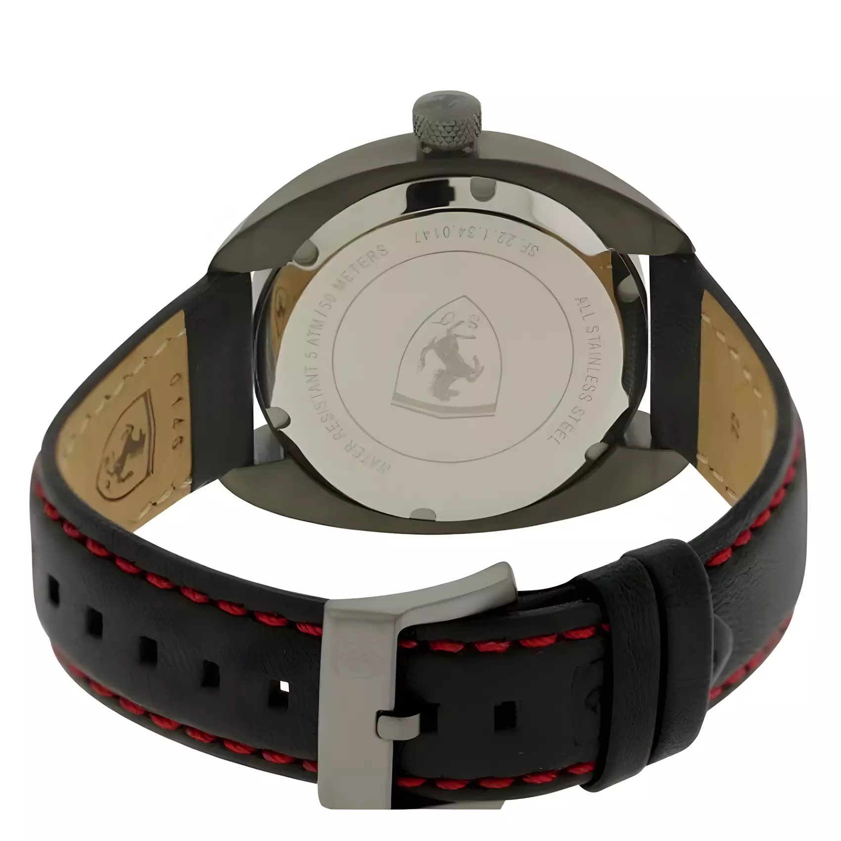 Scuderia Ferrari - Jam Tangan Quartz Analog Pria - Gun Metal Case - Black Leather Strap - 0830207