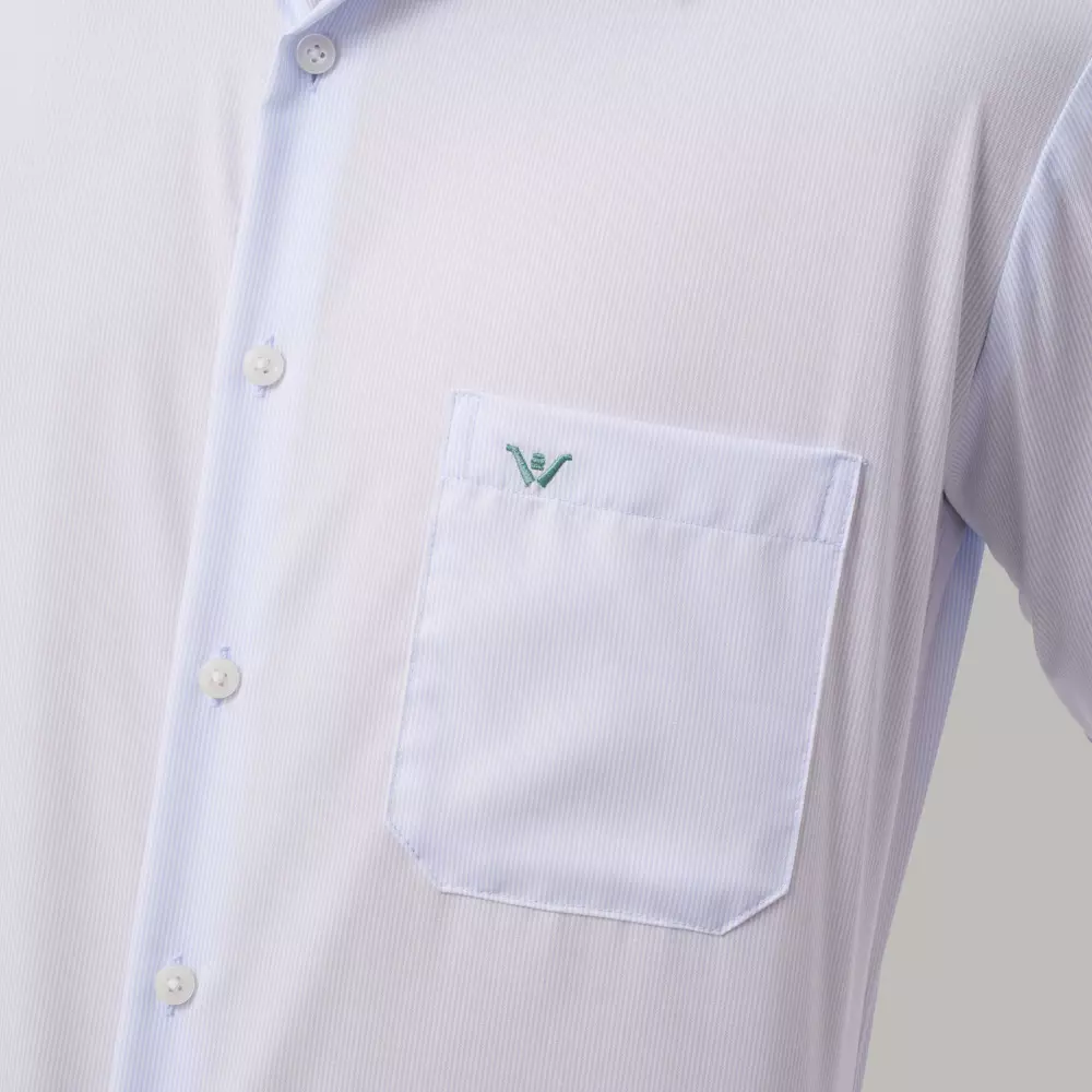 Kemeja Lengan Panjang Ethan White Micro Pinstripe Lazuli - Light Blue Cotton Smart Casual