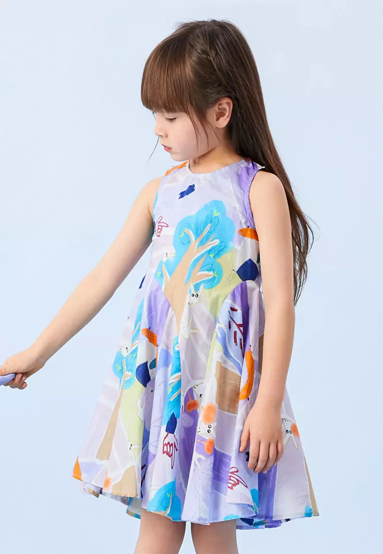 Multicolour Printed Asymmetric Dress