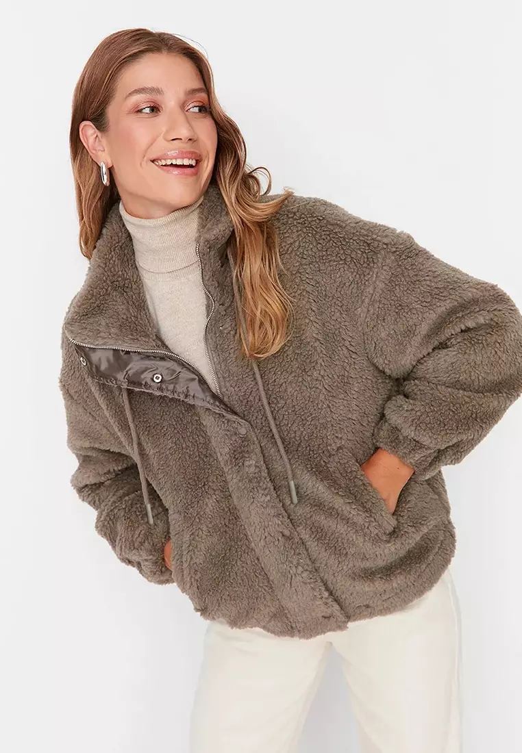Oversize Mink Plush Jacket Zipper Coat