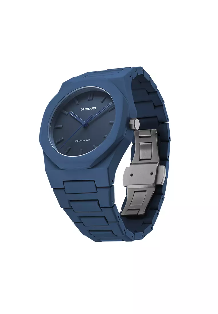 Navy Blue Polycarbon Bracelet Watch, 40.5 mm
