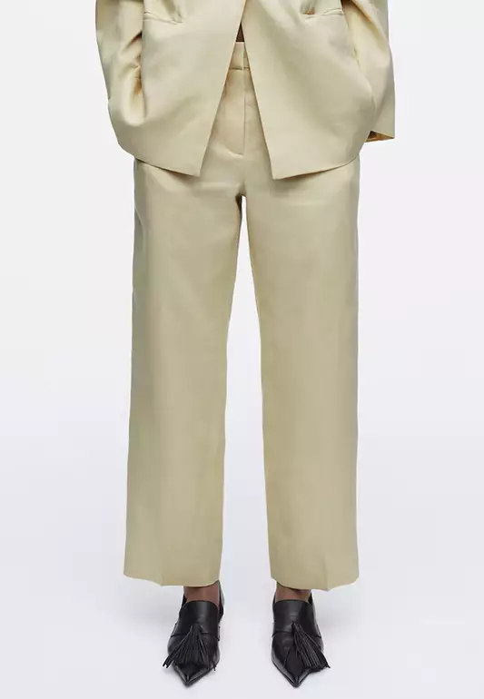 Linen Slim-Leg Trousers
