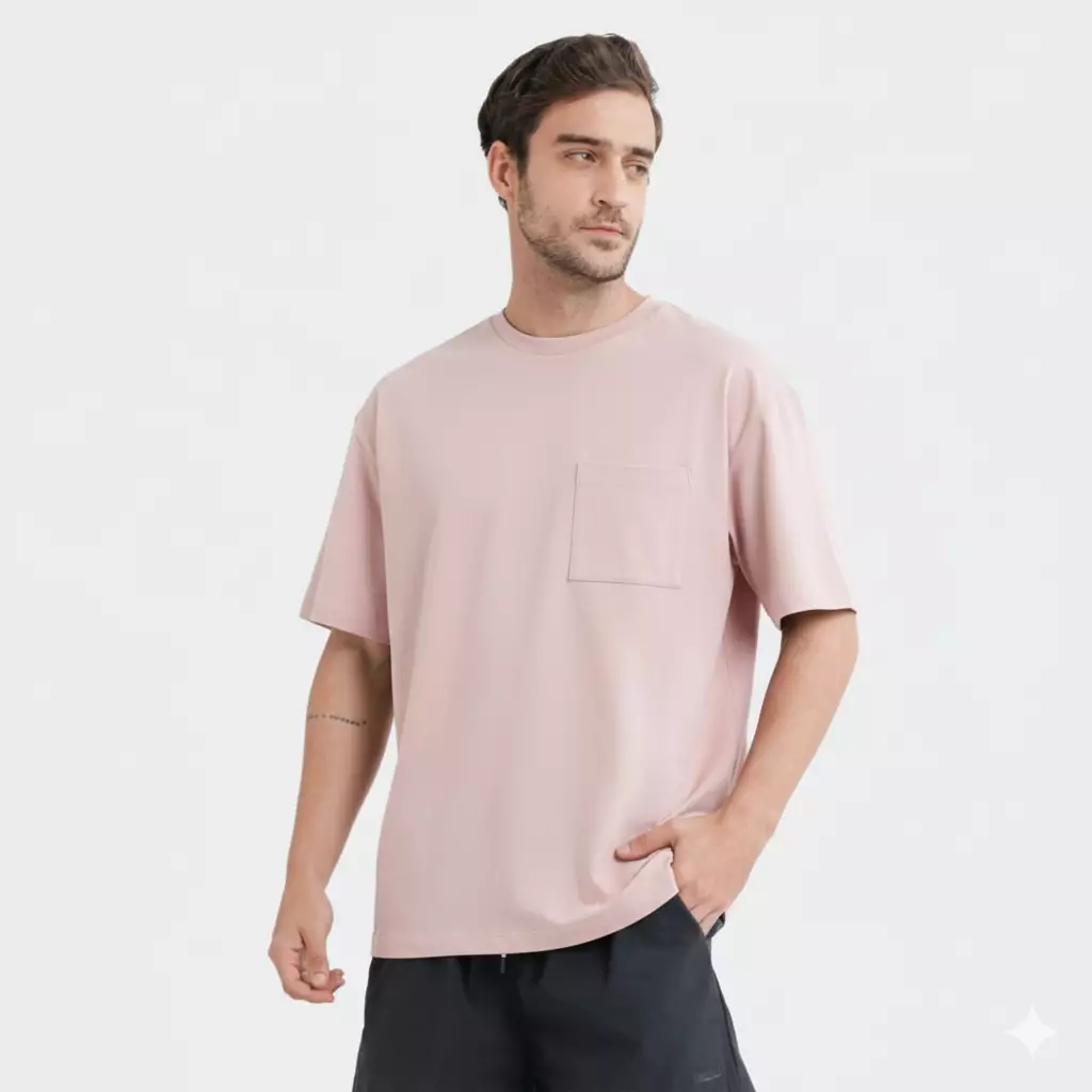 CELCIUS Kaos Pocket Oversize Lengan Pendek LIN001638C SoftPink