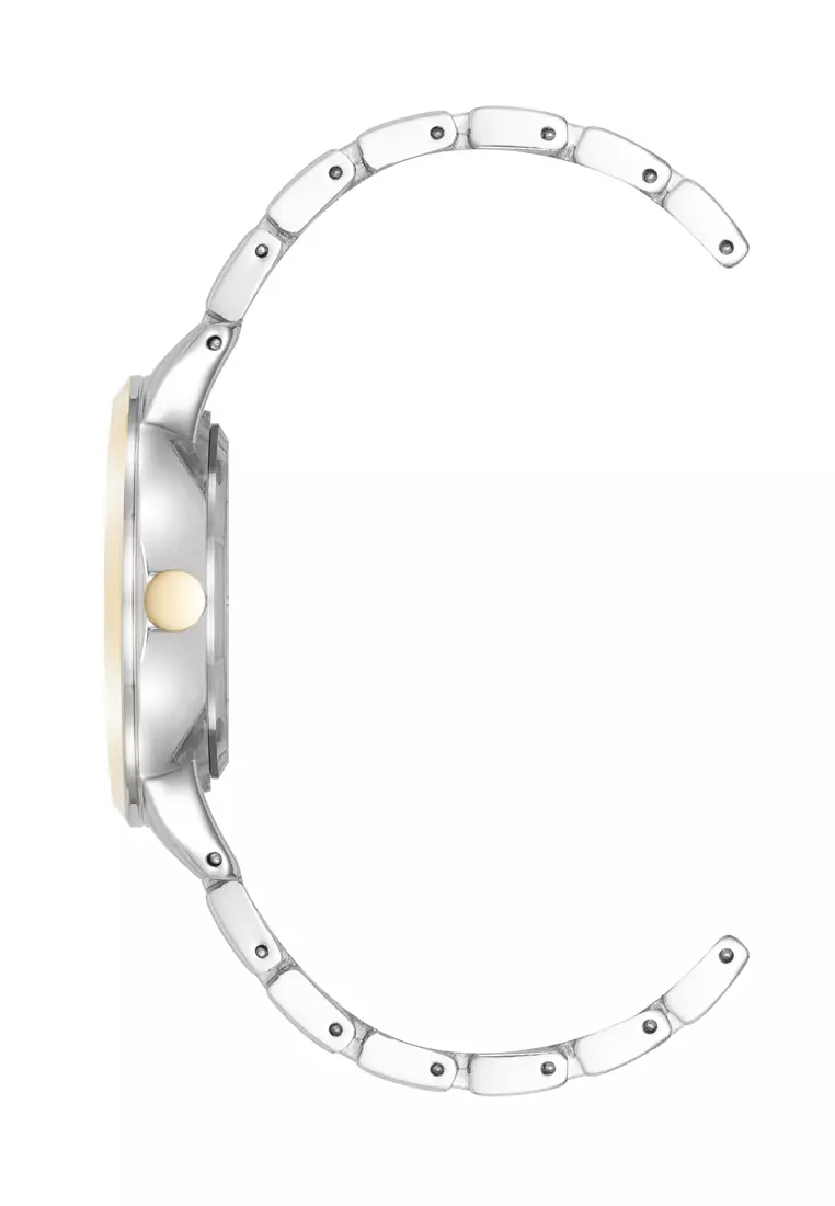 Nine West  NW3159SVTT00CL Gold Two Tone Round Watch With Silver Sunray Dial